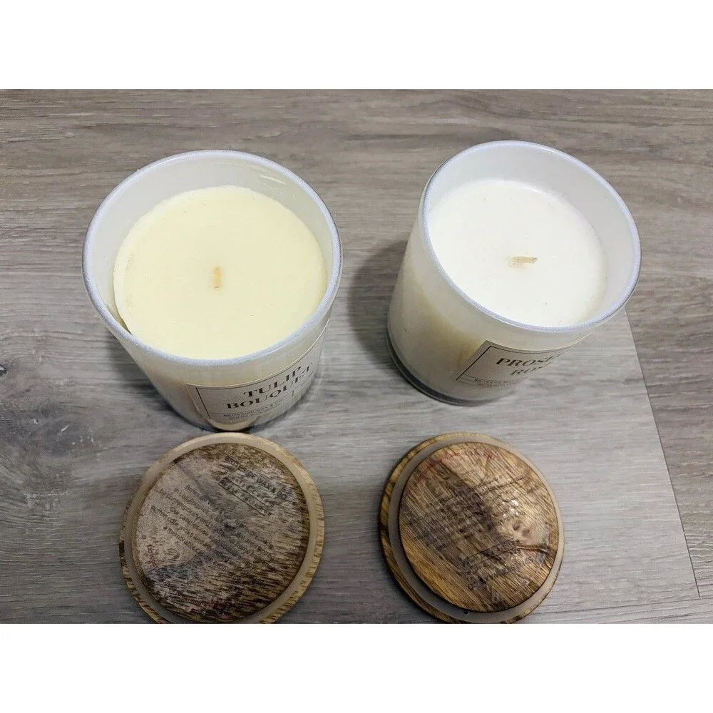 Set of 2 Briteside Wax Co Soy Candles Tulip Bouquet & Prosecco Rose 11oz